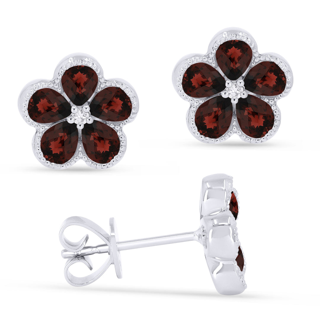 Earrings - 2.22ct Garnet Stud Earrings in 14K White Gold - E1518GAW - Ask Me Wear