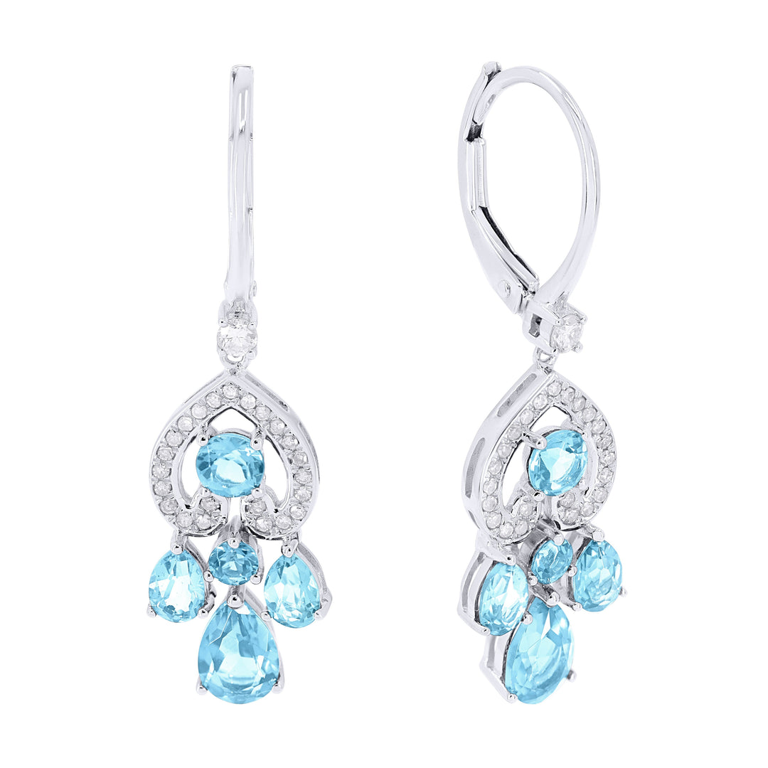 Earrings - 2.30ct Blue Topaz Drop/Dangle Earrings in 14K White Gold - E1566BTW - Ask Me Wear