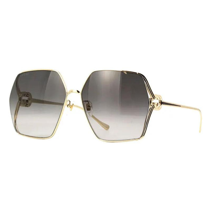 Gucci Sunglasses Square Full Rim, Gold Frame And Grey Gradient Lens Gg1322Sa001