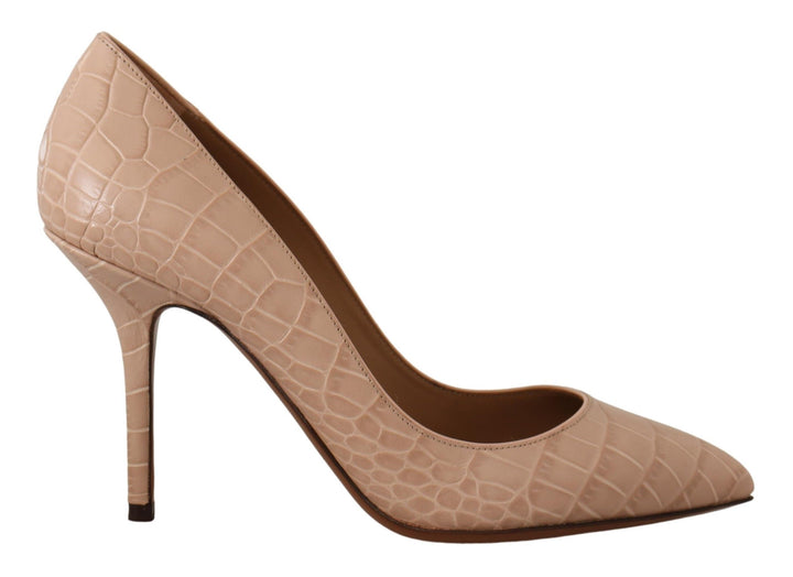 Dolce & Gabbana Elegant Nude Leather Kitten Heels Pumps