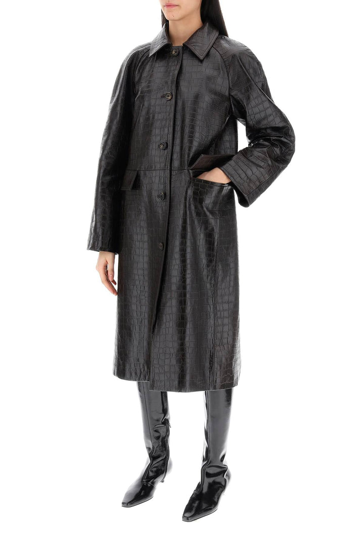 Toteme Crocodile Embossed Leather Coat