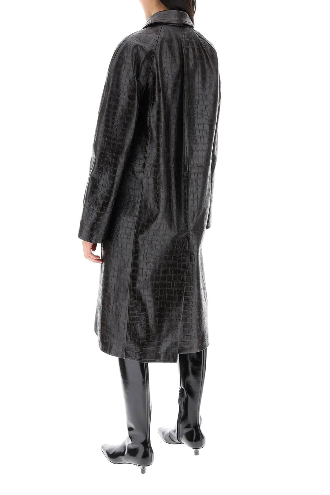 Toteme Crocodile Embossed Leather Coat