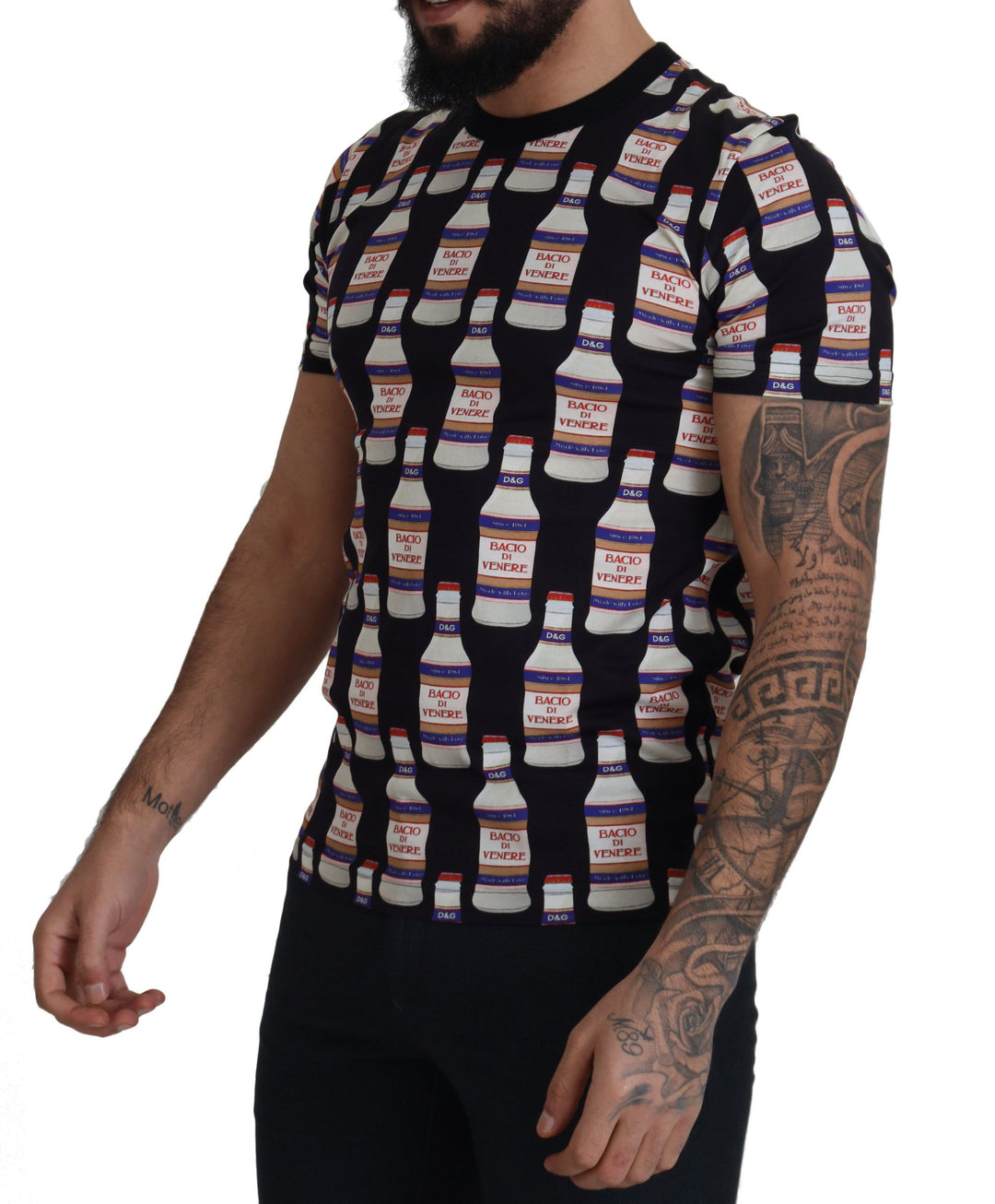 Dolce &amp; Gabbana Sample Sale Dolce &amp; Gabbana Black Bacio Di Venere Cotton Crew T-shirt - | Designer outlet