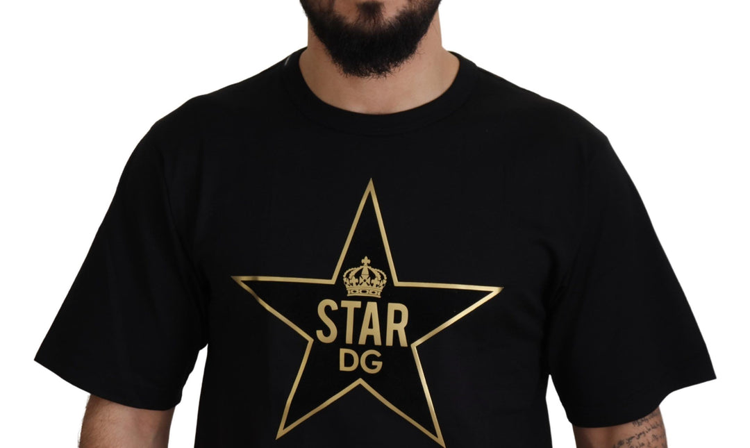 Dolce &amp; Gabbana Sample Sale Dolce &amp; Gabbana Black Gold STAR Crown DG Cotton Crewneck T-shirt - | Designer outlet