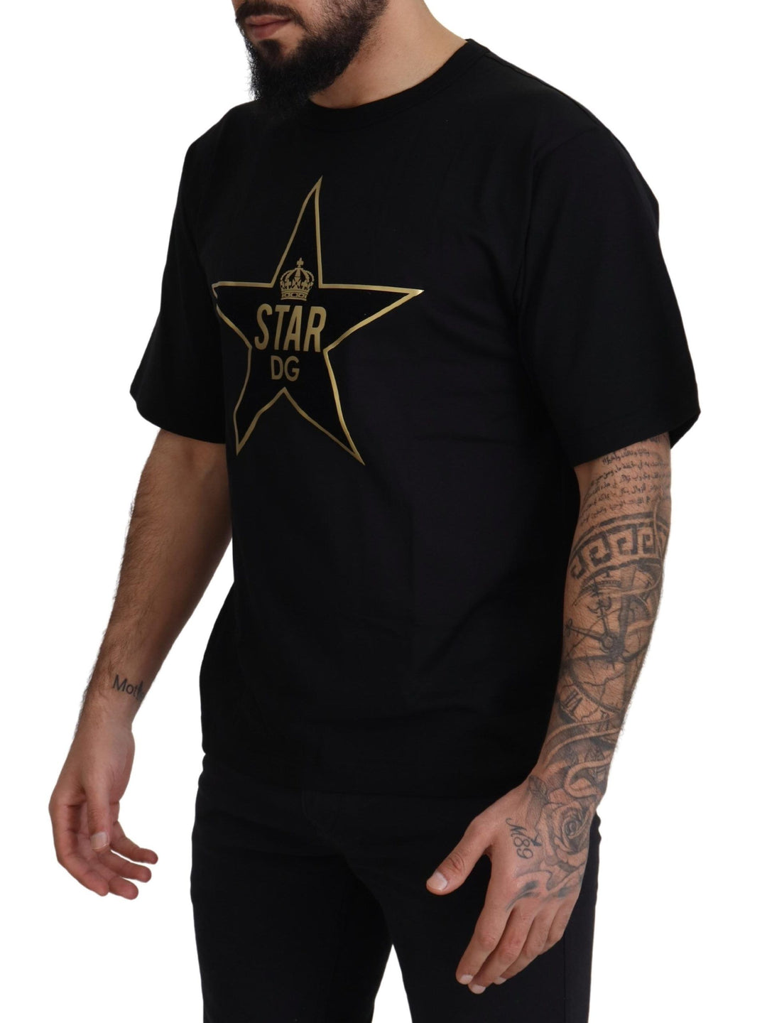 Dolce &amp; Gabbana Sample Sale Dolce &amp; Gabbana Black Gold STAR Crown DG Cotton Crewneck T-shirt - | Designer outlet