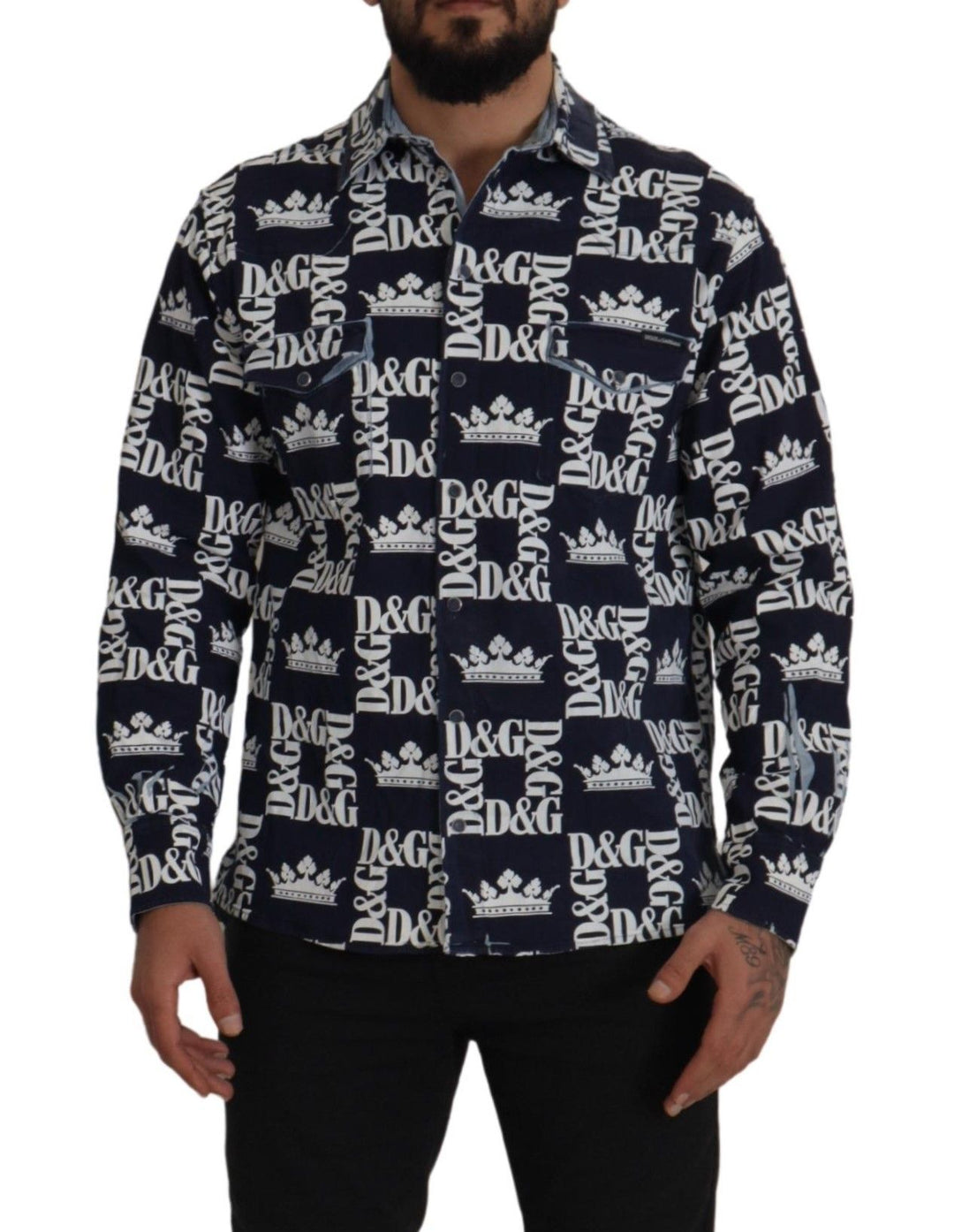 Dolce & Gabbana Elegant Slim Fit Blue Crown Shirt