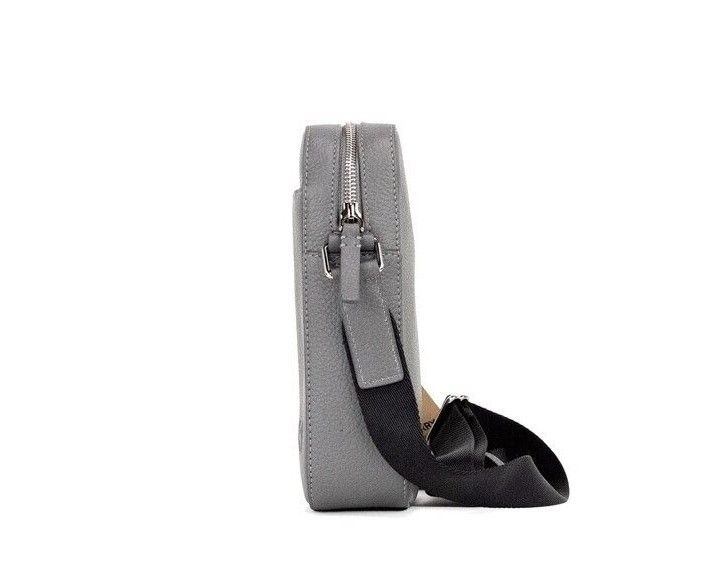 Burberry - Burberry Thornton Small Grey Embossed Logo Grainy Leather Crossbody Handbag - 93760 - Ask Me Wear