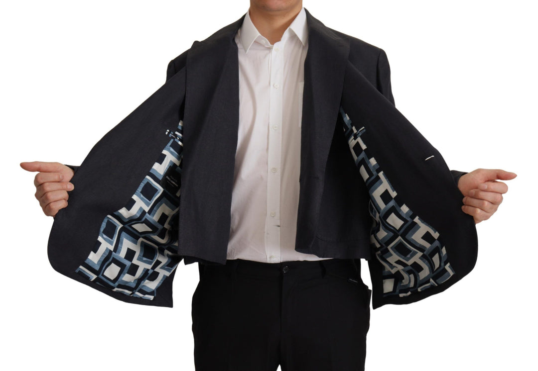 Dolce & Gabbana Sleek Double Breasted Navy Linen Blazer