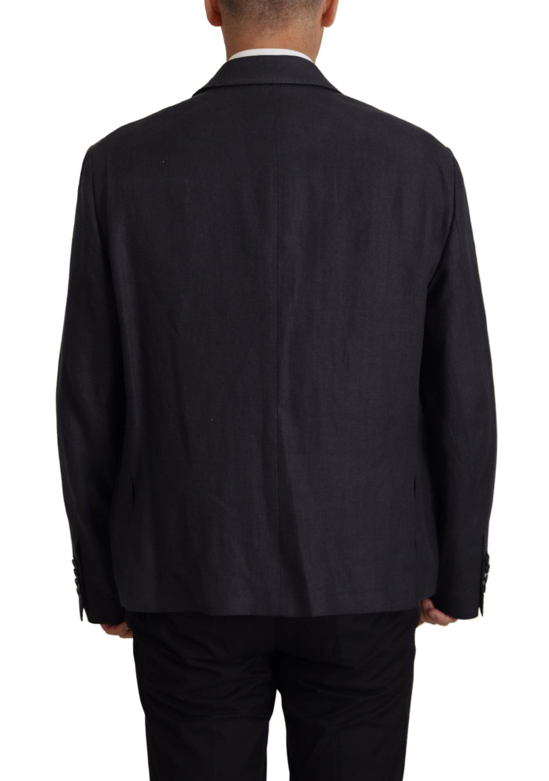 Dolce & Gabbana Sleek Double Breasted Navy Linen Blazer