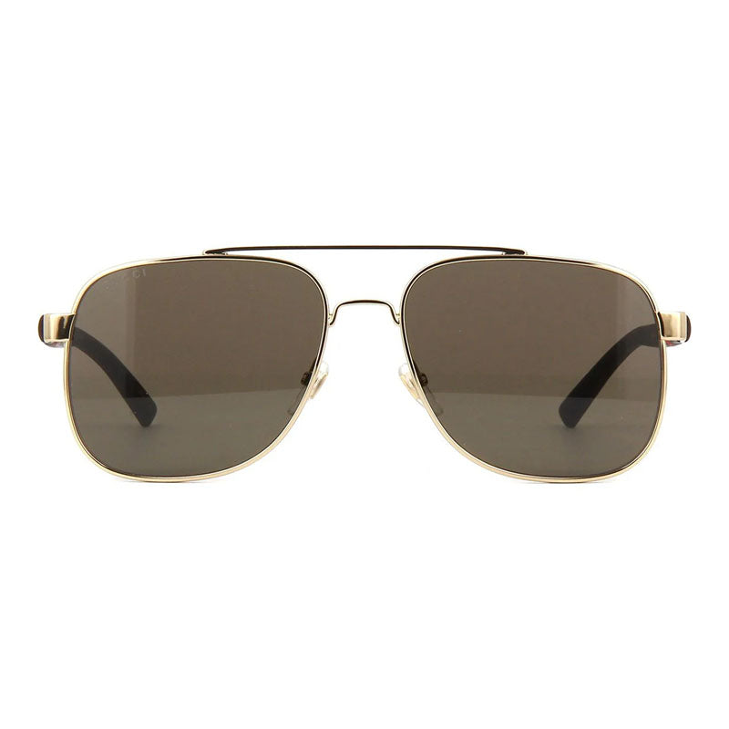Gucci Sunglasses Square Full Rim, Gold Frame and Brown Lens GG0422S003