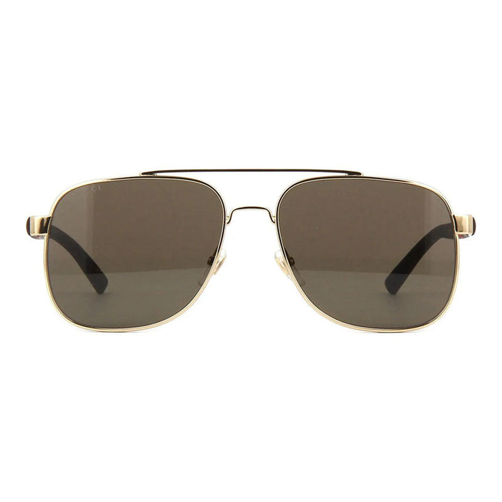 Gucci Sunglasses Square Full Rim, Gold Frame and Brown Lens GG0422S003