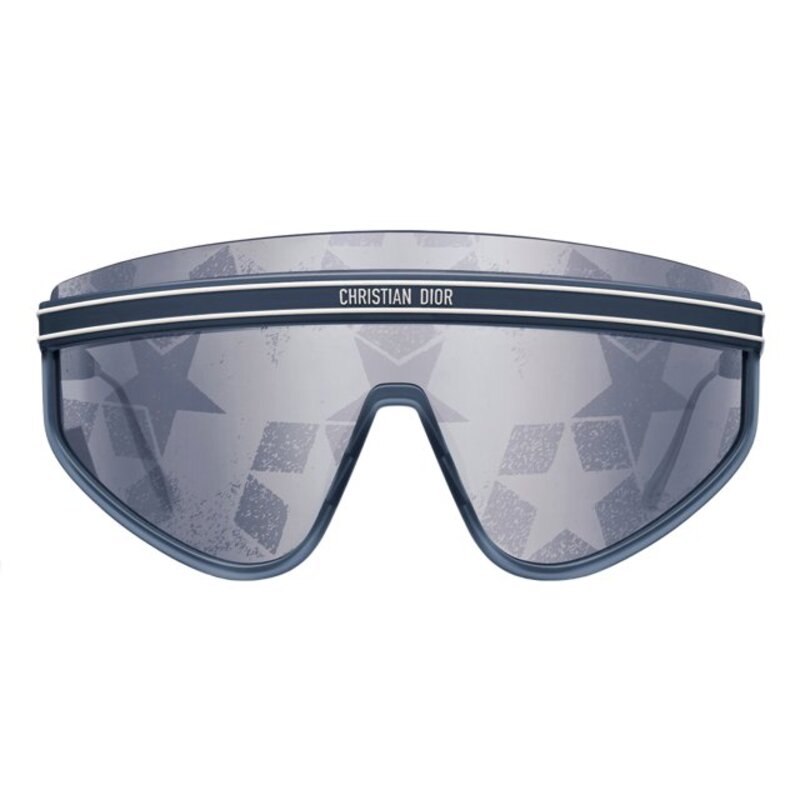 Dior Sunglasses Shield Full Rim, Matte Navy Blue Frame and Silver Mirrored with Blue Star Monogram Lens DIORCLUBM2U31B7