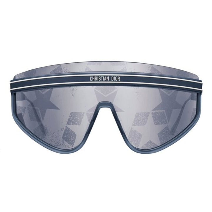 Dior Sunglasses Shield Full Rim, Matte Navy Blue Frame and Silver Mirrored with Blue Star Monogram Lens DIORCLUBM2U31B7