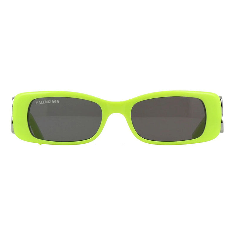 Balenciaga Rectangle Full Rim, with a Yellow Silver frame and Grey lens.