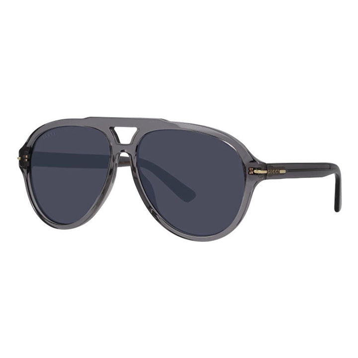 Gucci Sunglasses Aviator Full Rim, Transparent Grey Frame and Blue Lens GG1443S005