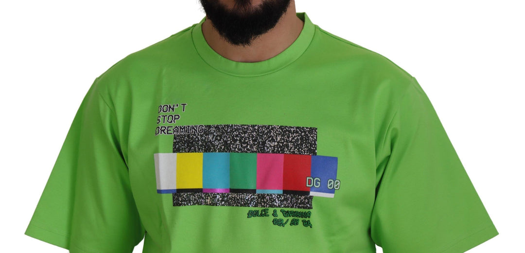 Dolce &amp; Gabbana Sample Sale Dolce &amp; Gabbana Green Cotton DG CHANNEL Top T-shirt - | Designer outlet