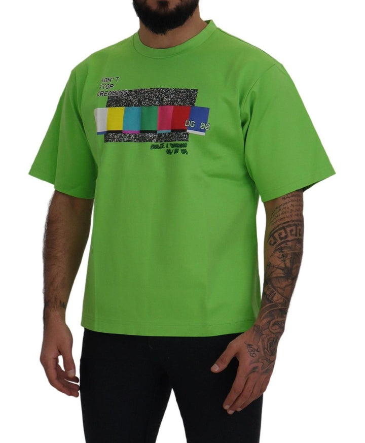 Dolce &amp; Gabbana Sample Sale Dolce &amp; Gabbana Green Cotton DG CHANNEL Top T-shirt - | Designer outlet