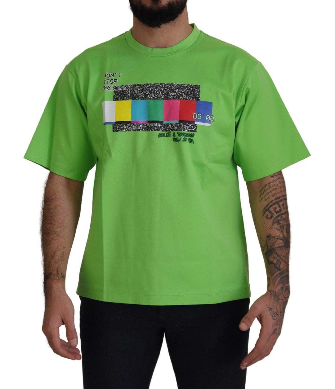 Dolce &amp; Gabbana Sample Sale Dolce &amp; Gabbana Green Cotton DG CHANNEL Top T-shirt - | Designer outlet