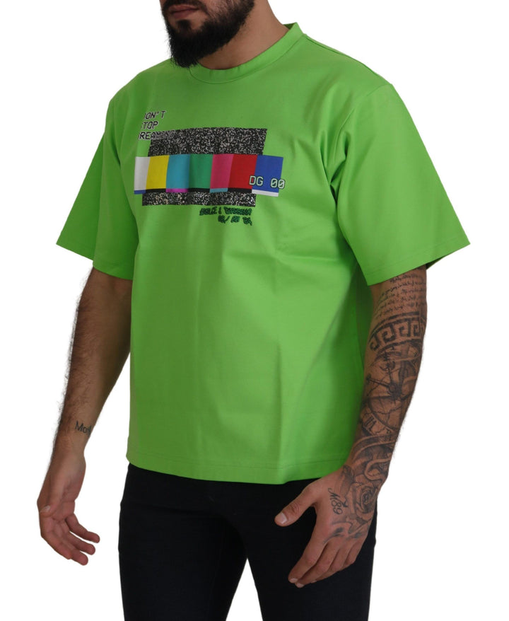 Dolce &amp; Gabbana Sample Sale Dolce &amp; Gabbana Green Cotton DG CHANNEL Top T-shirt - | Designer outlet