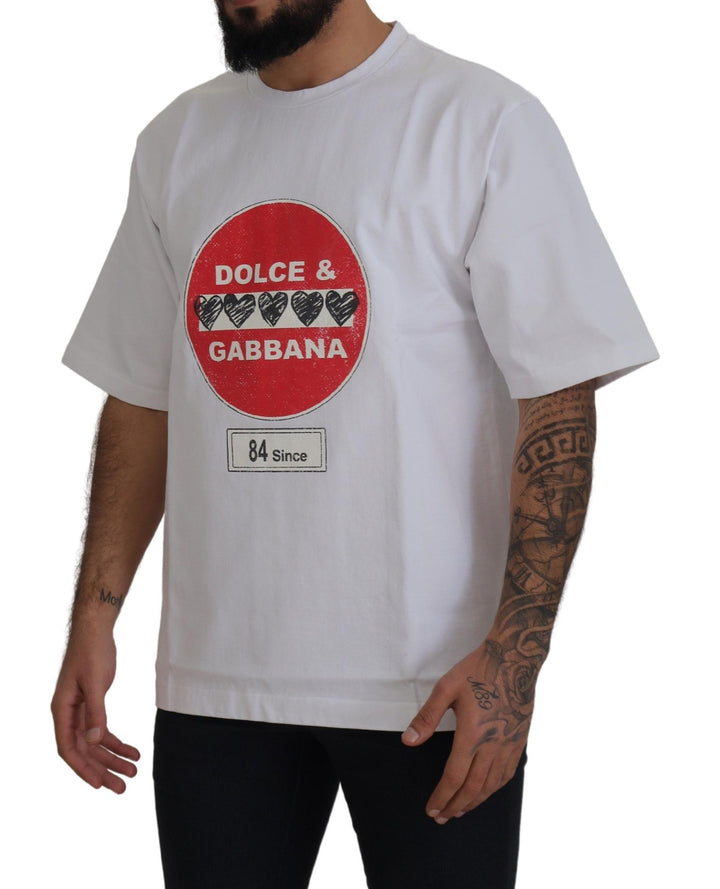Dolce &amp; Gabbana Sample Sale Dolce &amp; Gabbana White Amor Heart Cotton Crewneck T-shirt - | Designer outlet