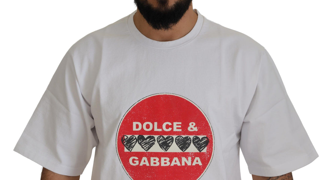 Dolce &amp; Gabbana Sample Sale Dolce &amp; Gabbana White Amor Heart Cotton Crewneck T-shirt - | Designer outlet