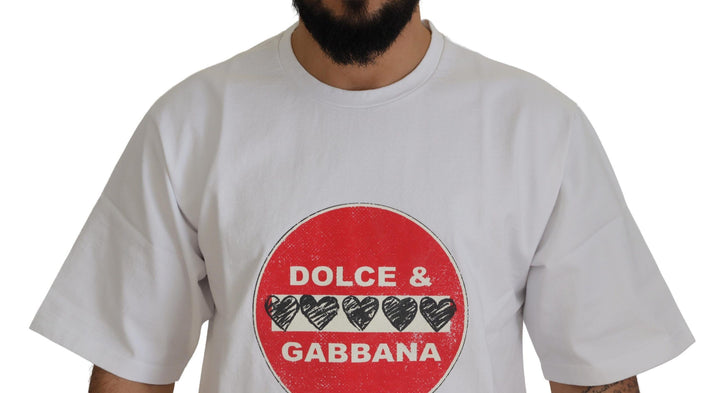 Dolce &amp; Gabbana Sample Sale Dolce &amp; Gabbana White Amor Heart Cotton Crewneck T-shirt - | Designer outlet