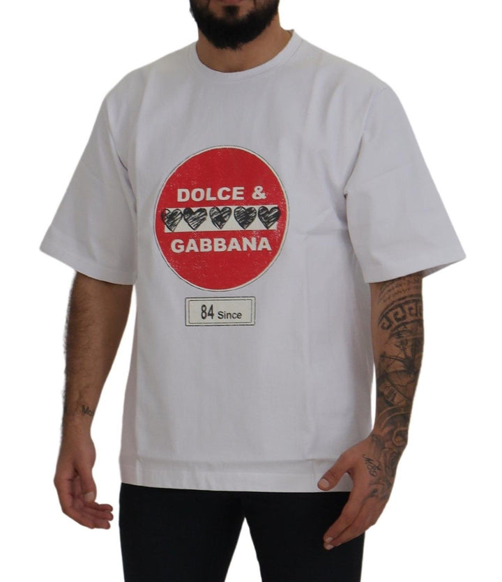 Dolce &amp; Gabbana Sample Sale Dolce &amp; Gabbana White Amor Heart Cotton Crewneck T-shirt - | Designer outlet