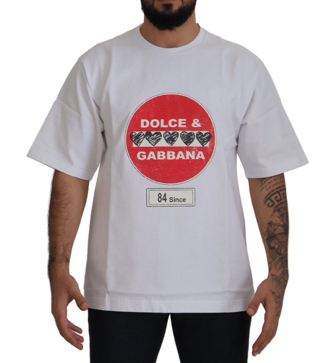 Dolce &amp; Gabbana Sample Sale Dolce &amp; Gabbana White Amor Heart Cotton Crewneck T-shirt - | Designer outlet