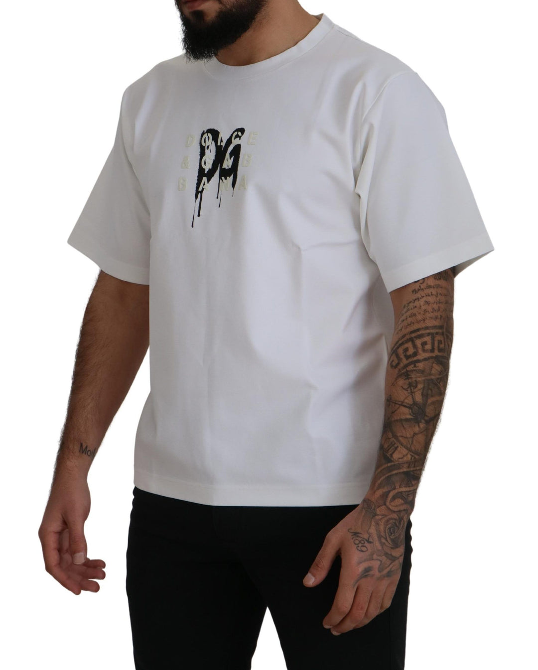 Dolce &amp; Gabbana Sample Sale Dolce &amp; Gabbana White Logo Print Cotton Crewneck T-shirt - | Designer outlet