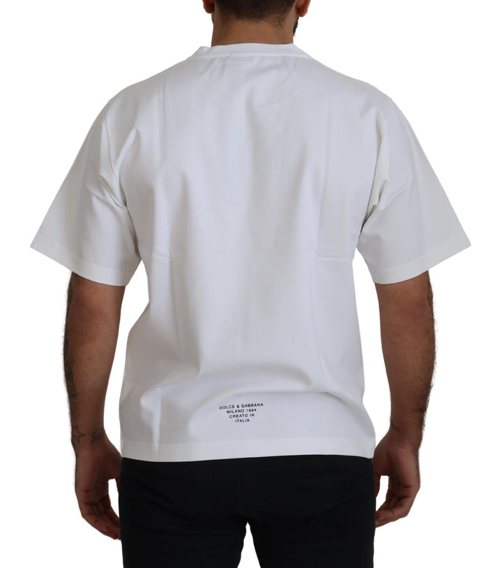 Dolce &amp; Gabbana Sample Sale Dolce &amp; Gabbana White Logo Print Cotton Crewneck T-shirt - | Designer outlet