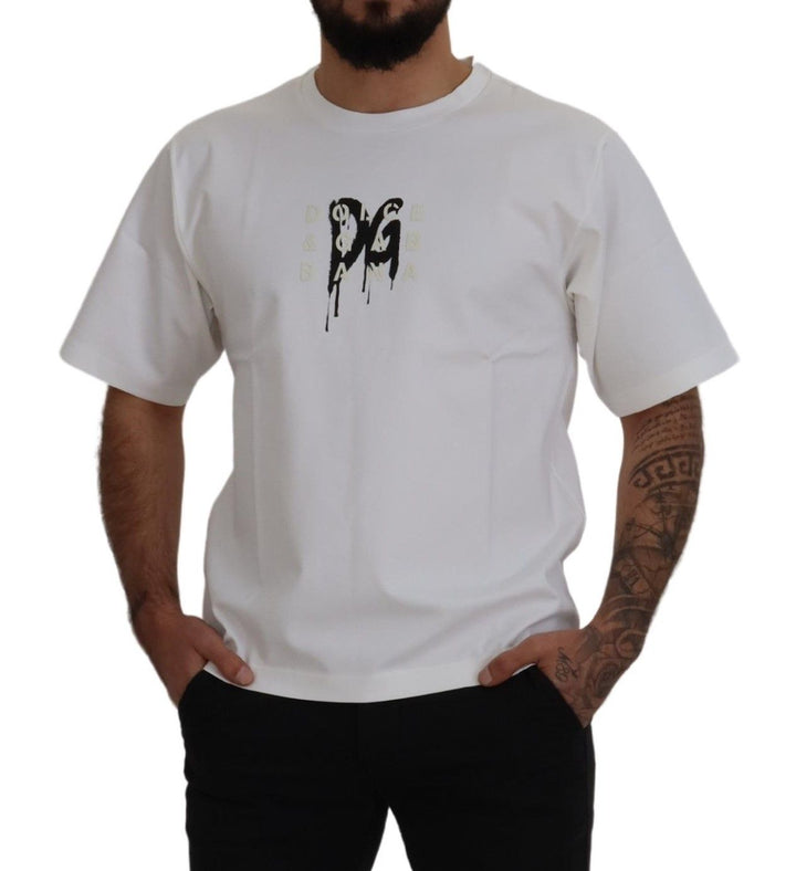 Dolce &amp; Gabbana Sample Sale Dolce &amp; Gabbana White Logo Print Cotton Crewneck T-shirt - | Designer outlet