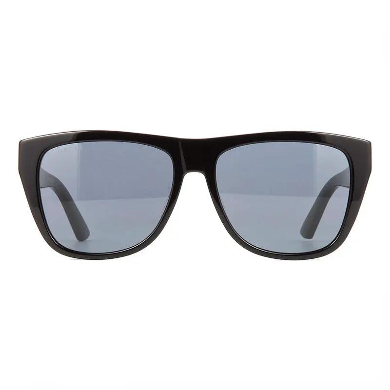 Gucci Sunglasses Square Full Rim, Black/green Frame And Grey Lens