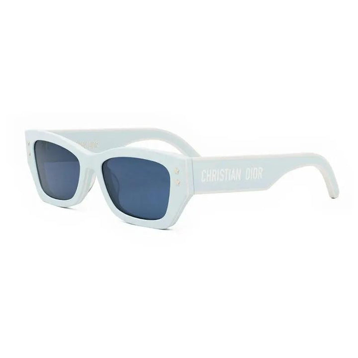 Dior Sunglasses Rectangle Full Rim, Shiny Light Blue Frame And Blue Lens
