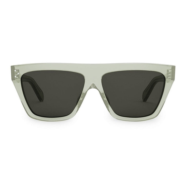 Celine Sunglasses Square Full Rim, Light Green Transparent Frame and Dark Green Lens CL40256I93A