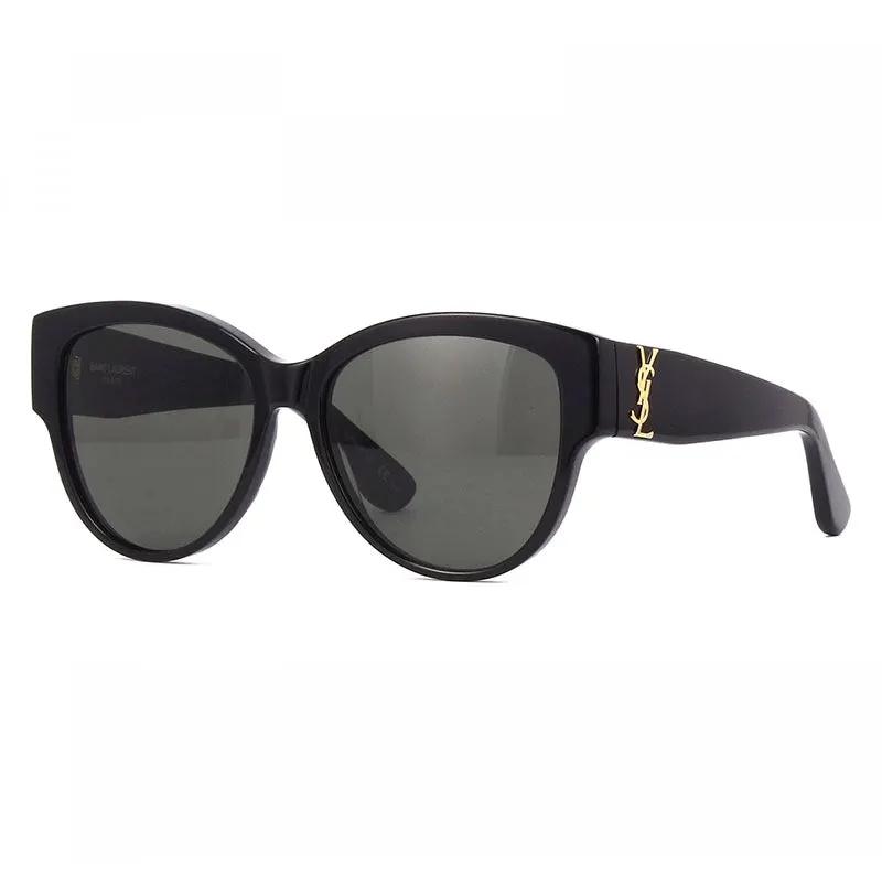 Saint Laurent Sunglasses Round Full Rim, Black Frame And Grey Lens