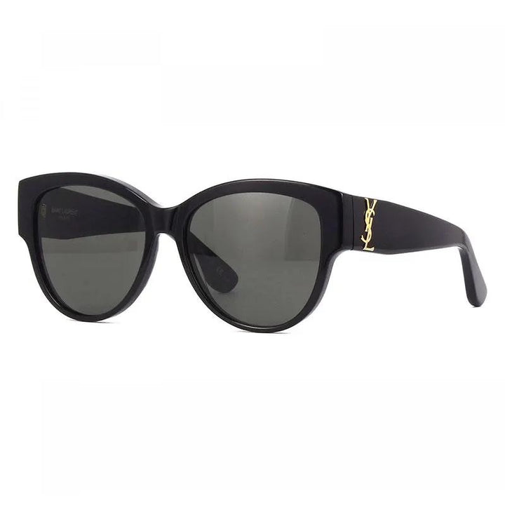 Saint Laurent Sunglasses Round Full Rim, Black Frame And Grey Lens