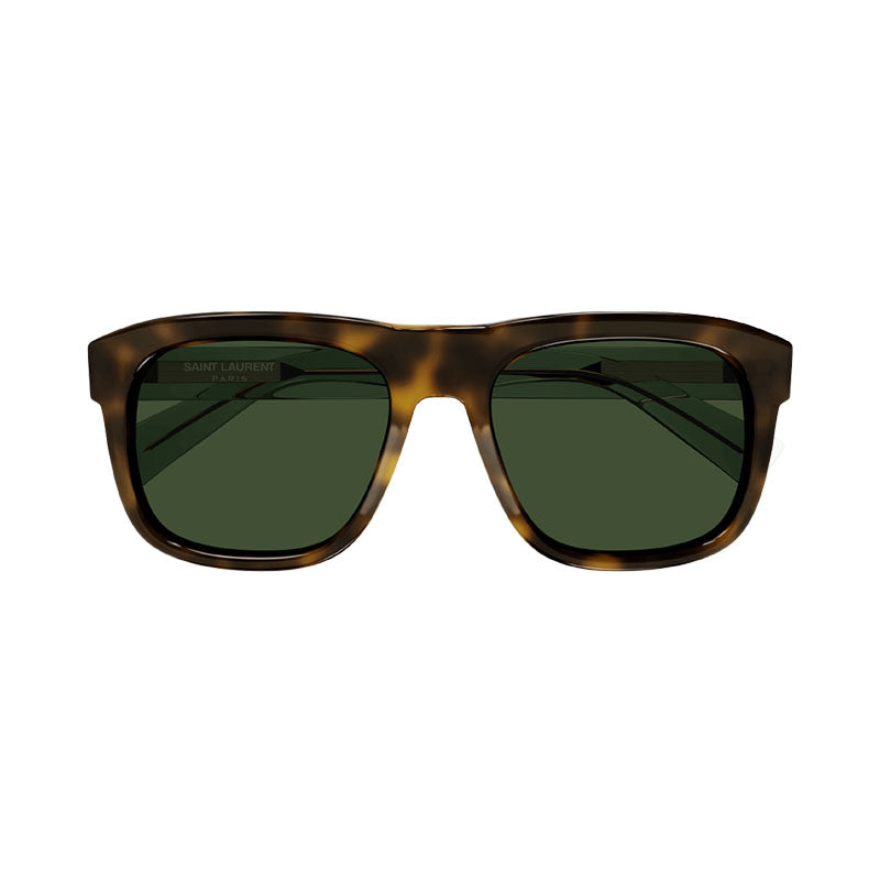 Saint Laurent Sunglasses Square Full Rim, Dark Havana/Transparent Frame and  Lens SL558002
