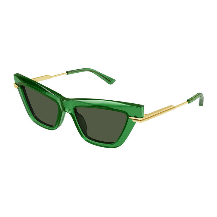 Bottega Veneta Sunglasses Cat Eye Full Rim, Transparent Green/Gold Frame and Green Lens BV1241S003