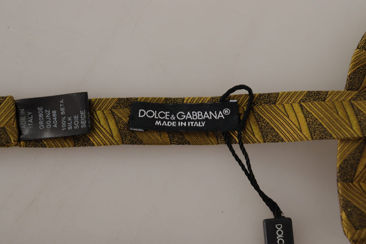 Dolce & Gabbana Elegant Gold Silk Bow Tie