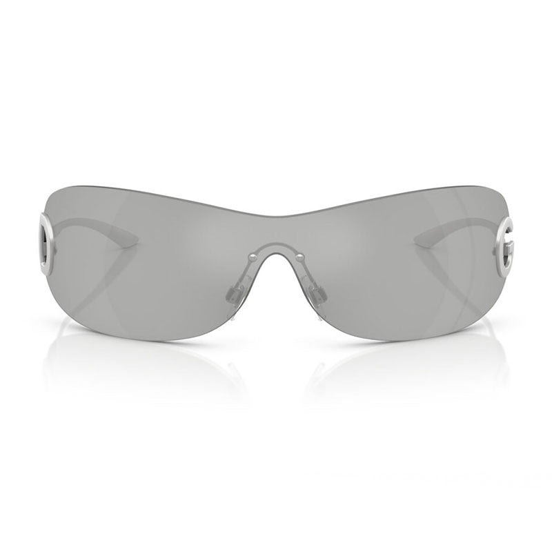Dolce & Gabbana Sunglasses Shield Rimless, Matte Silver Frame and Light Grey Lens DG230813648V