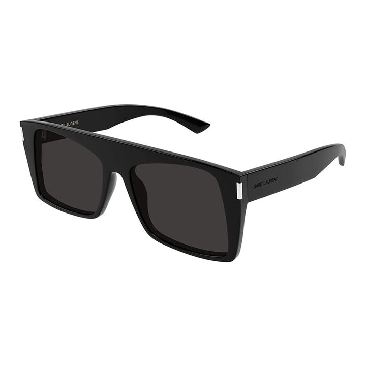 Saint Laurent Sunglasses Rectangle Full Rim, Shiny Black Frame and Black Lens SL651VITTI001