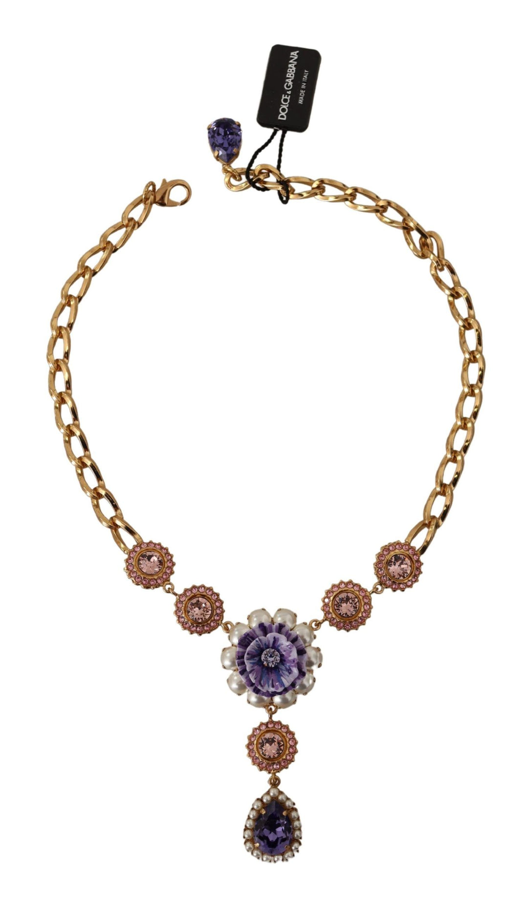 Dolce & Gabbana - Dolce & Gabbana Elegant Floral Crystal Statement Necklace - SMY100945 - Ask Me Wear