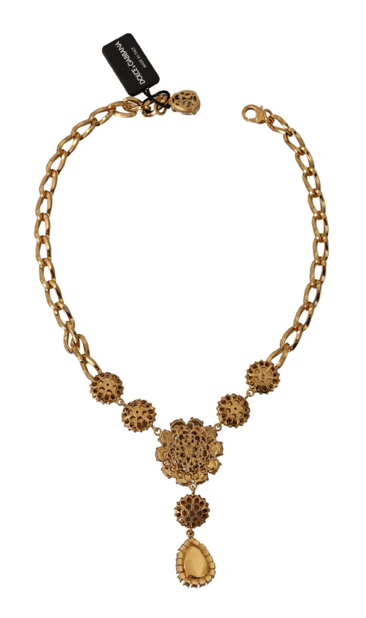 Dolce & Gabbana - Dolce & Gabbana Elegant Floral Crystal Statement Necklace - SMY100945 - Ask Me Wear