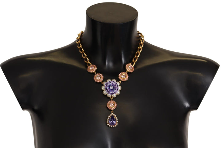 Dolce & Gabbana - Dolce & Gabbana Elegant Floral Crystal Statement Necklace - SMY100945 - Ask Me Wear