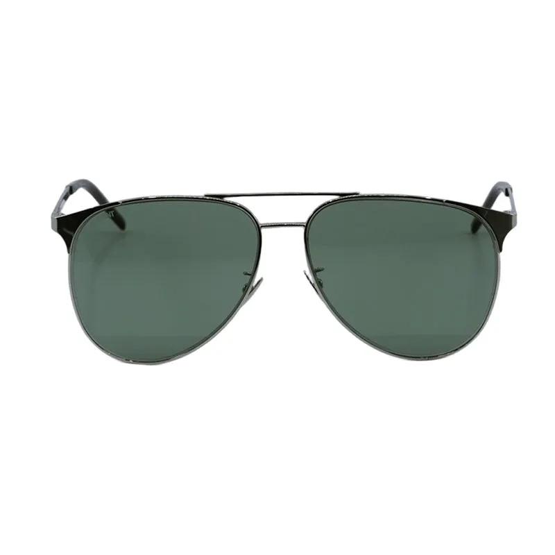 Saint Laurent Sunglasses Aviator Full Rim, Silver Frame And Green Lens Sl279004