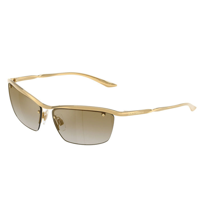 Dolce & Gabbana Sunglasses Rectangle Semi Rim, Gold Frame and Light Brown Gold Mirror Lens DG230702/6E