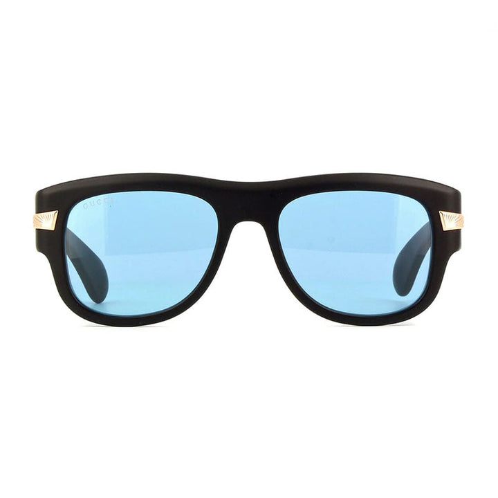 Gucci Square Full Rim, with a Black frame and Blue lens.