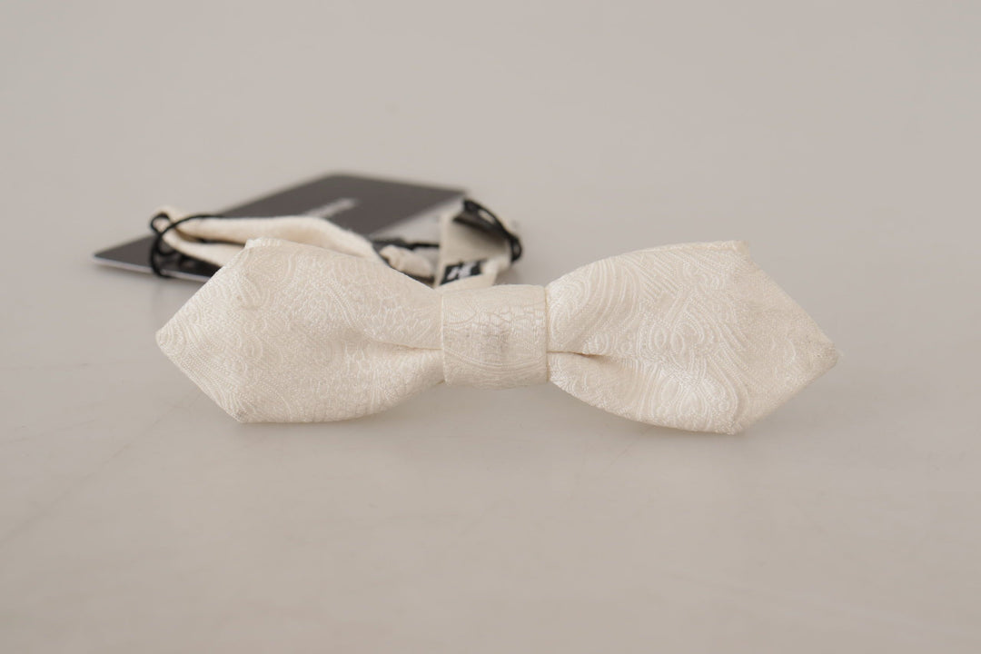 Dolce & Gabbana Elegant White Silk Bow Tie