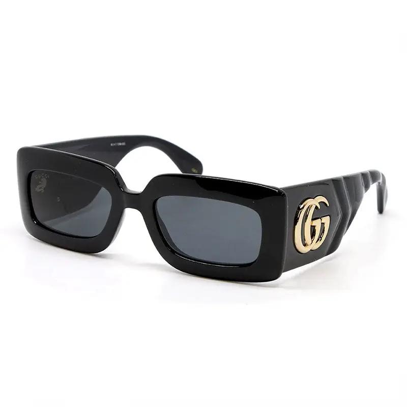 Gucci Sunglasses Rectangle Full Rim, Black Frame And Grey Lens Gg0811S001