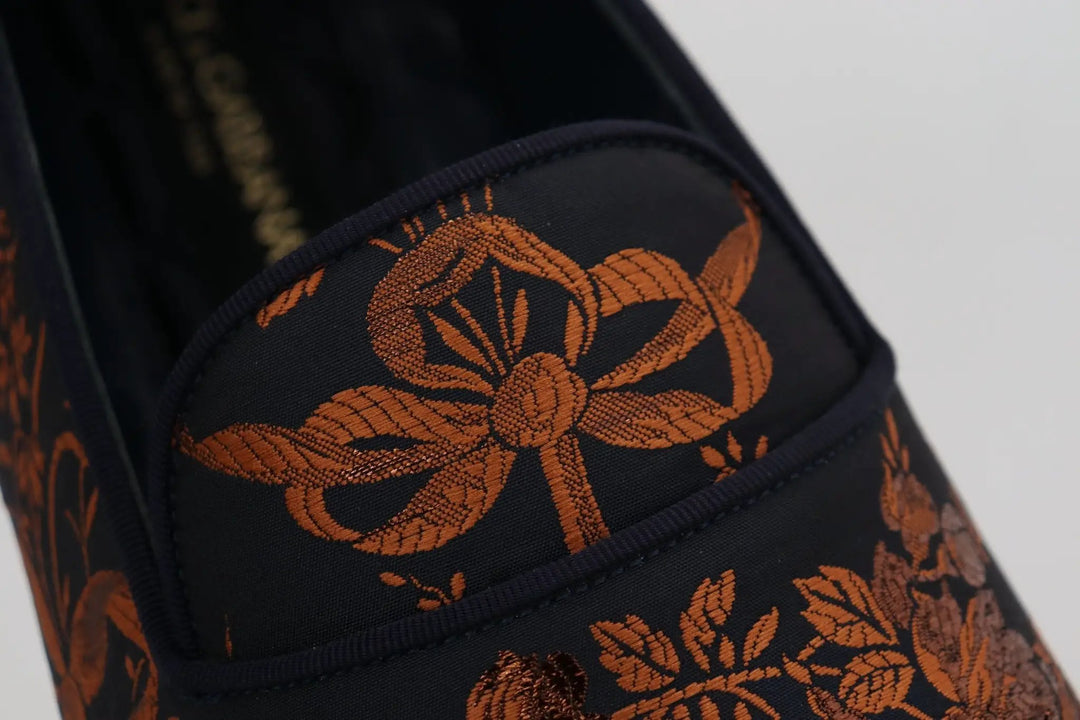 Dolce &amp; Gabbana Sample Sale | Dolce &amp; Gabbana Blue Rust Floral Slippers Loafers Shoes - | Designer outlet